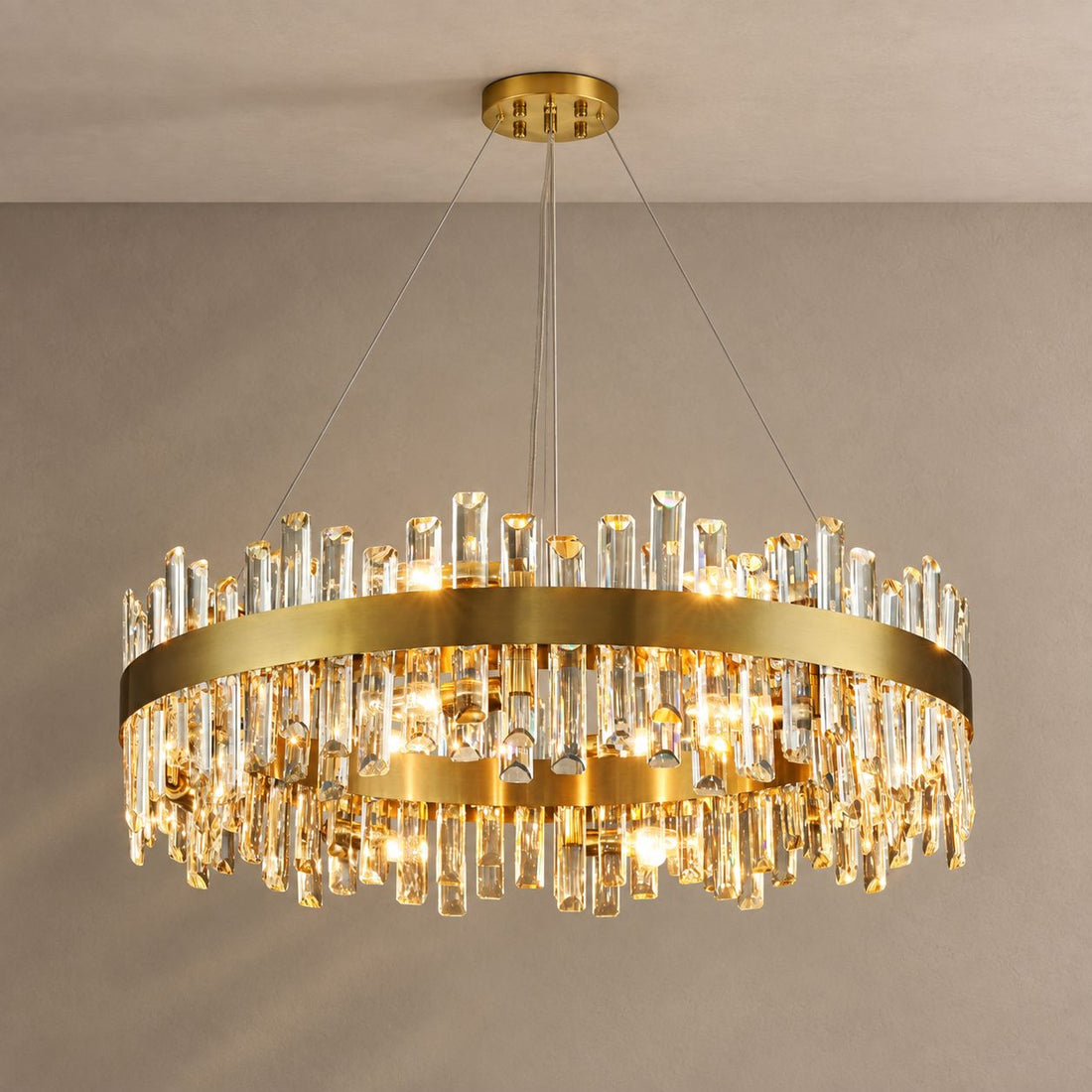 GOLDEN ICE lighting on mushroom taupe with natural shadows