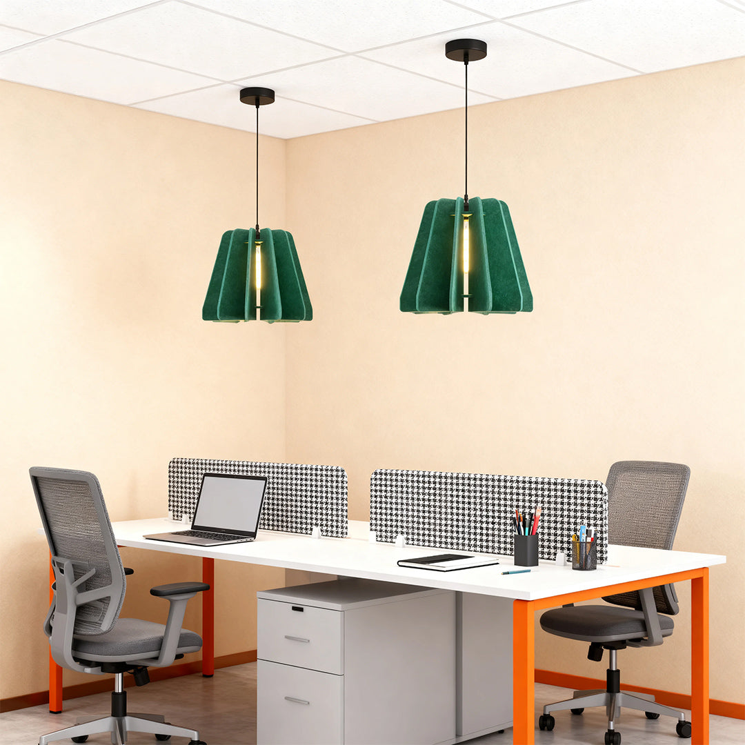 FELLA - Green felt pendants in an office setting