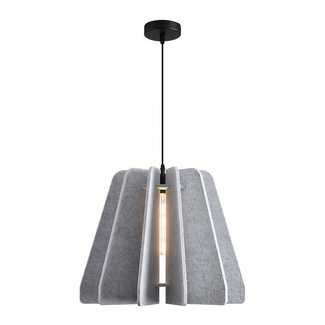 FELLA - Gray felt pendant with black suspension and exposed bulb styling