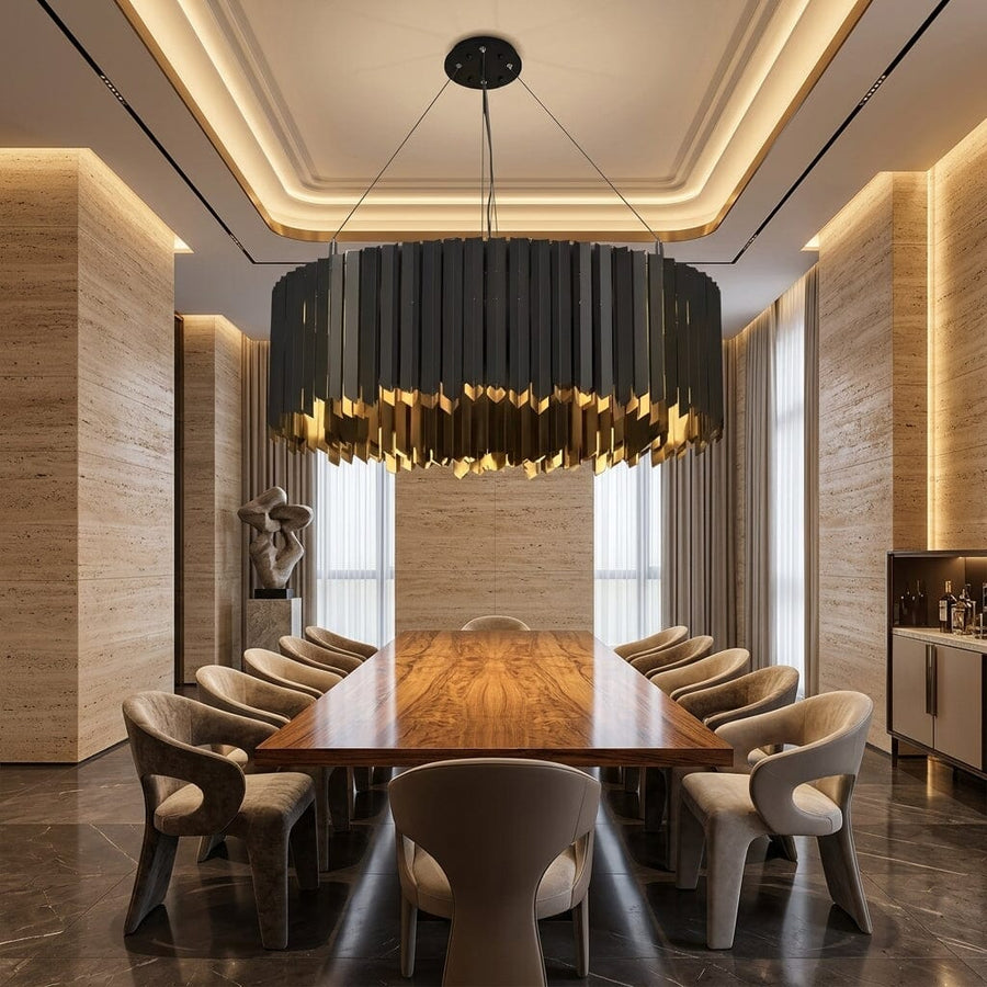 LUNA Multi-Ring LED Chandelier — Luxury Dining Room