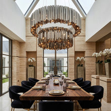 NOIRA Black & Gold Double-Tier Ring Chandelier — D80+D60 — Luxury Dining Room