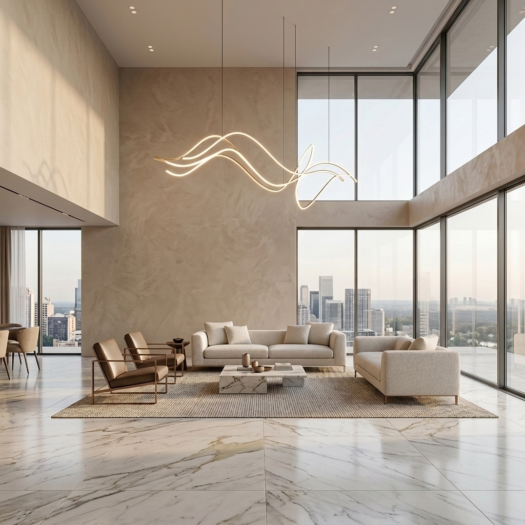 LYRA Geometric Chandelier — Luxury Living Room