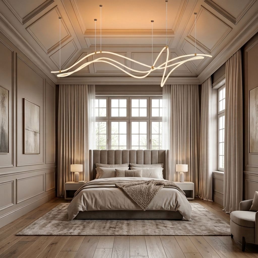 LYRA Geometric Chandelier — Luxury Bedroom