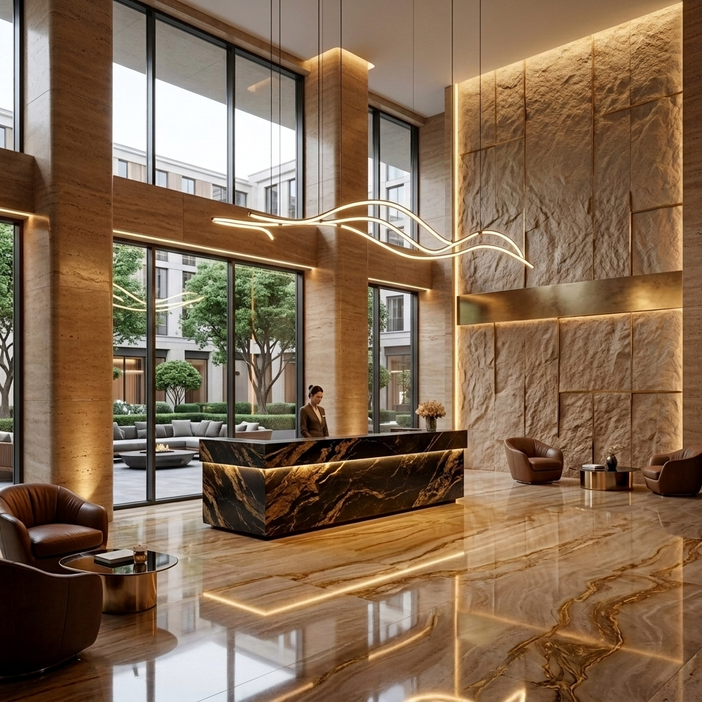 LYRA Geometric Chandelier — Luxury Hotel Lobby