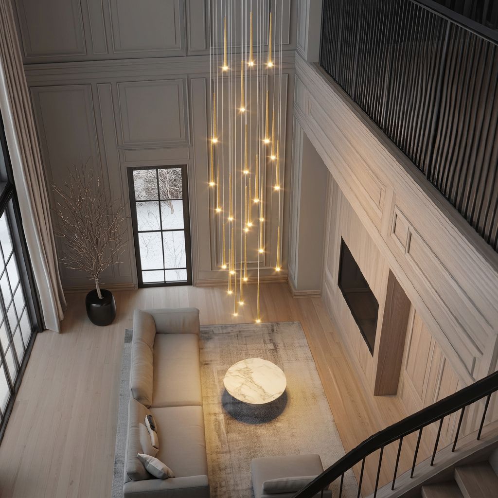 FARA 25 Lights Staircase Chandelier – open plan