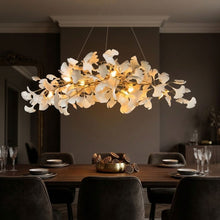Gingko Folia Chandelier - moody hero dining room