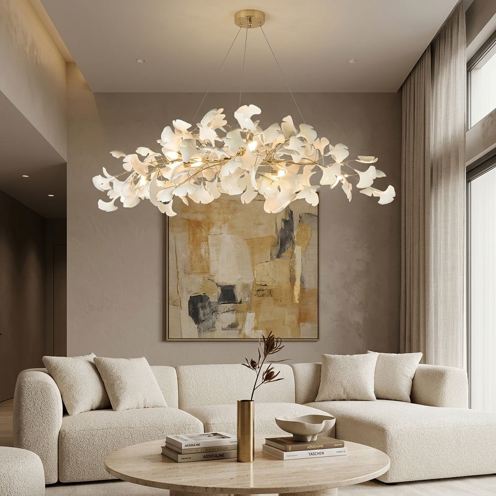 Gingko Folia Medium - neutral living room editorial