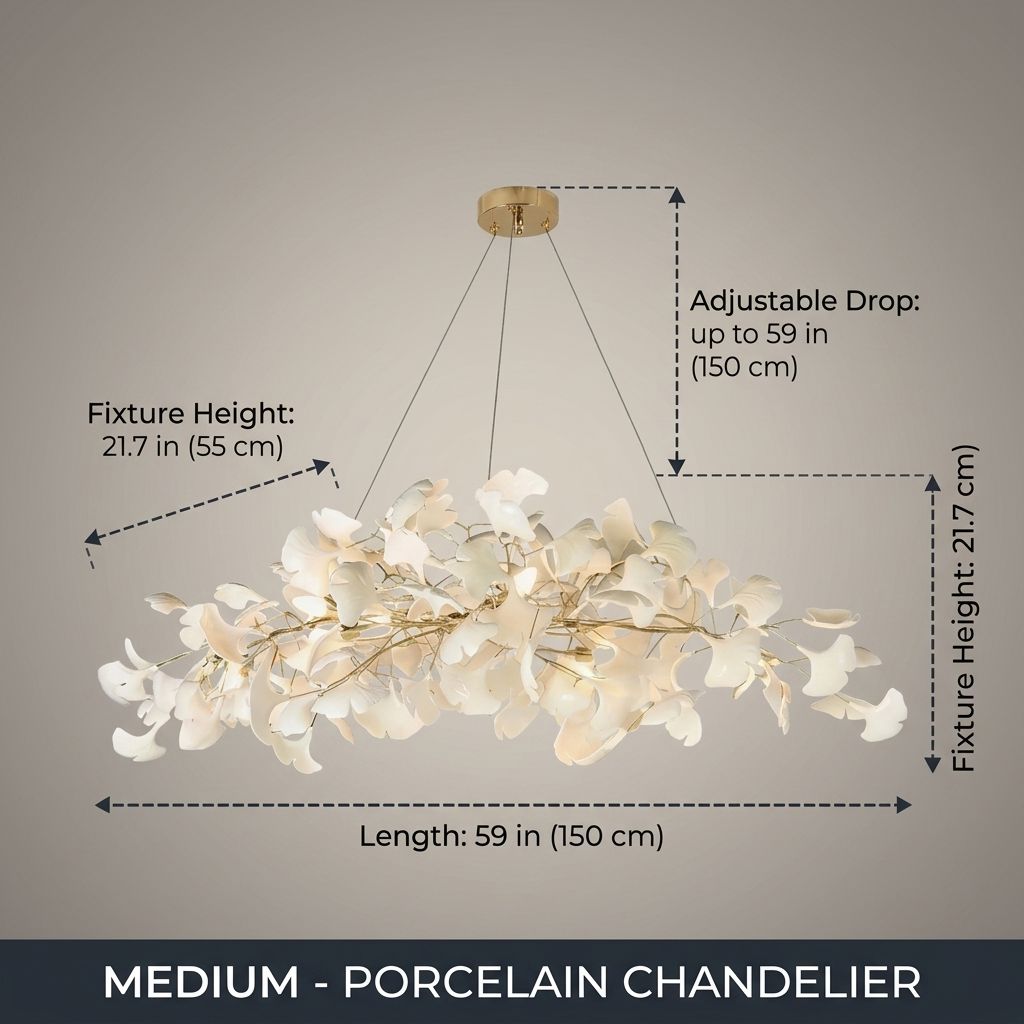 Gingko Folia dimension diagram - Medium 59in