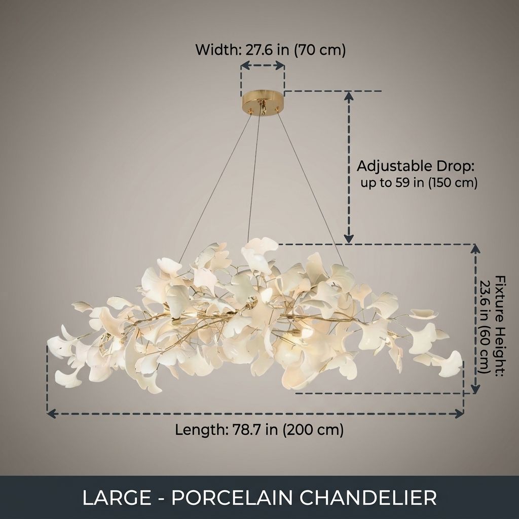 Gingko Folia dimension diagram - Large 79in