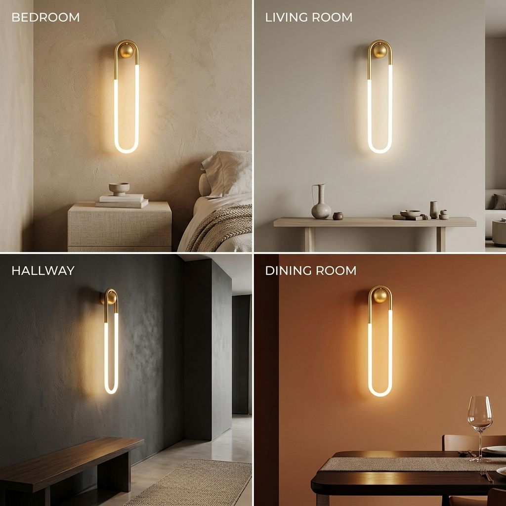 CIRA Loop Wall Lamp — Room Versatility Collage