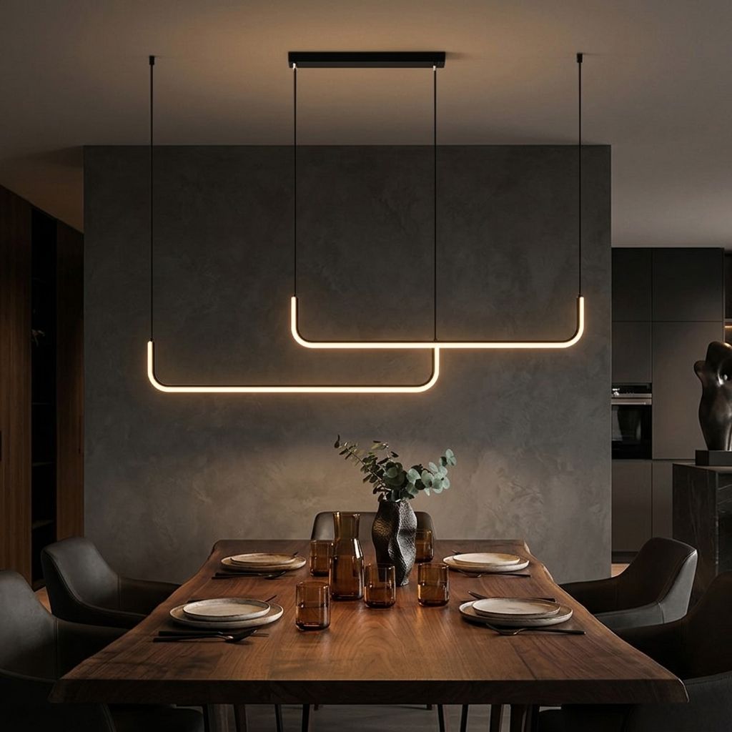 STRIA Linear Pendant Light - Moody Dining Room Hero