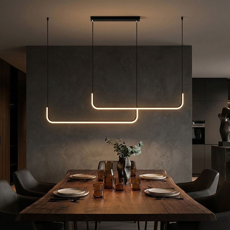 STRIA Linear Pendant Light - Moody Dining Room Hero