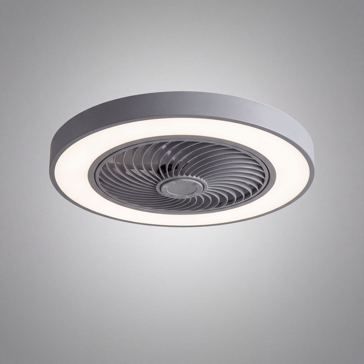 HERA ceiling fan hero product photo on grey studio background