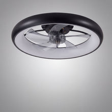NERIA black low-profile app-controlled fan hero product photo on grey studio background