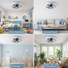 VIRENA fan shown in kids bedroom, living room, nursery and sunroom