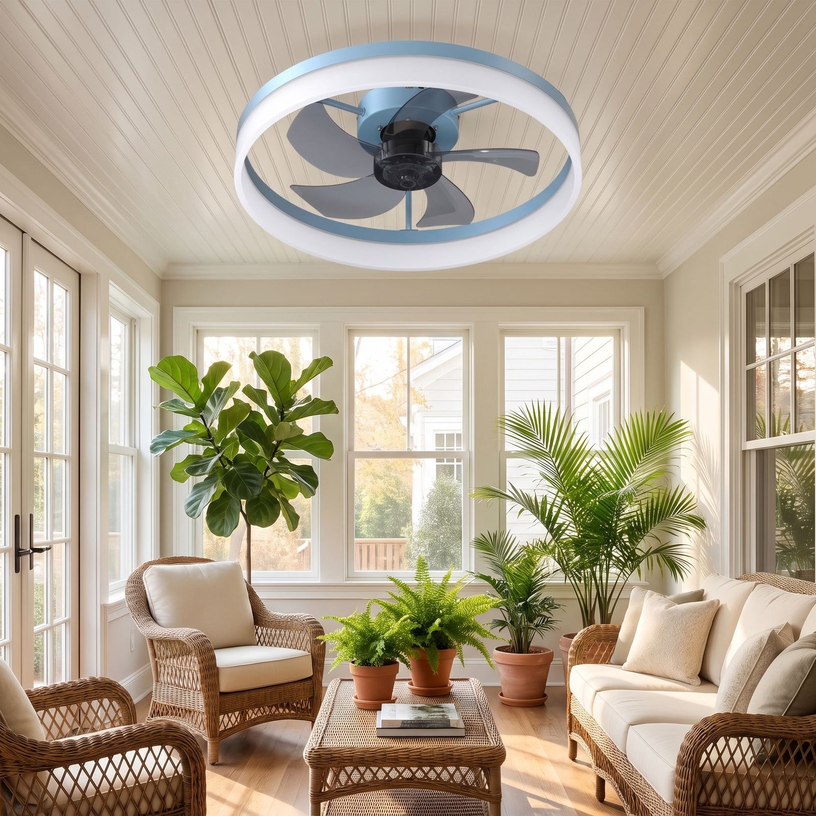 VIRENA fan in sunroom angled view