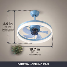VIRENA fan dimensions - 19.7in diameter, 5.9in height