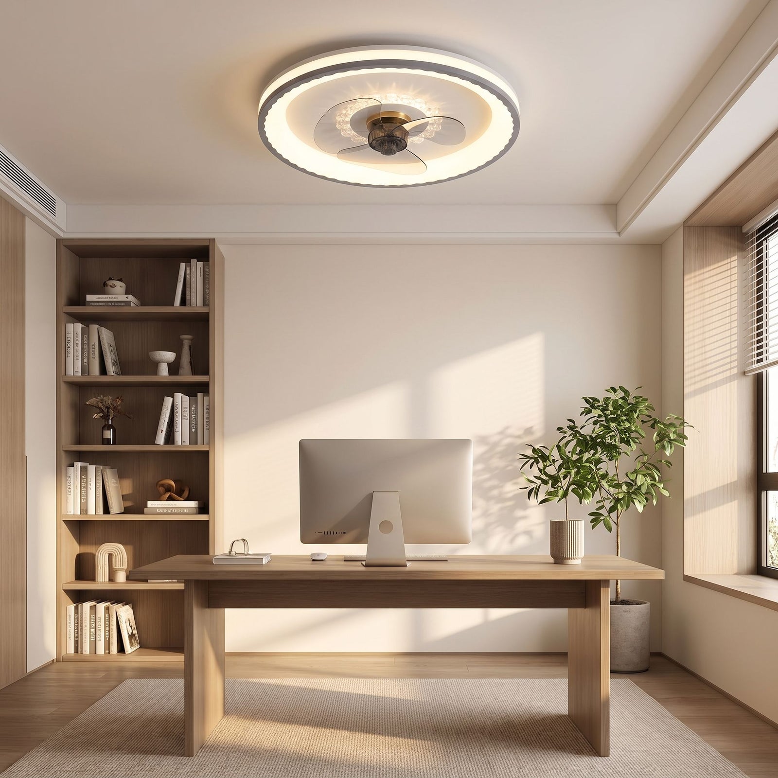 SWAY fan in home office angled view
