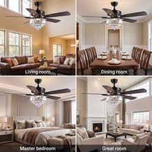 VORTEX fan shown in living room, dining room, bedroom and great room