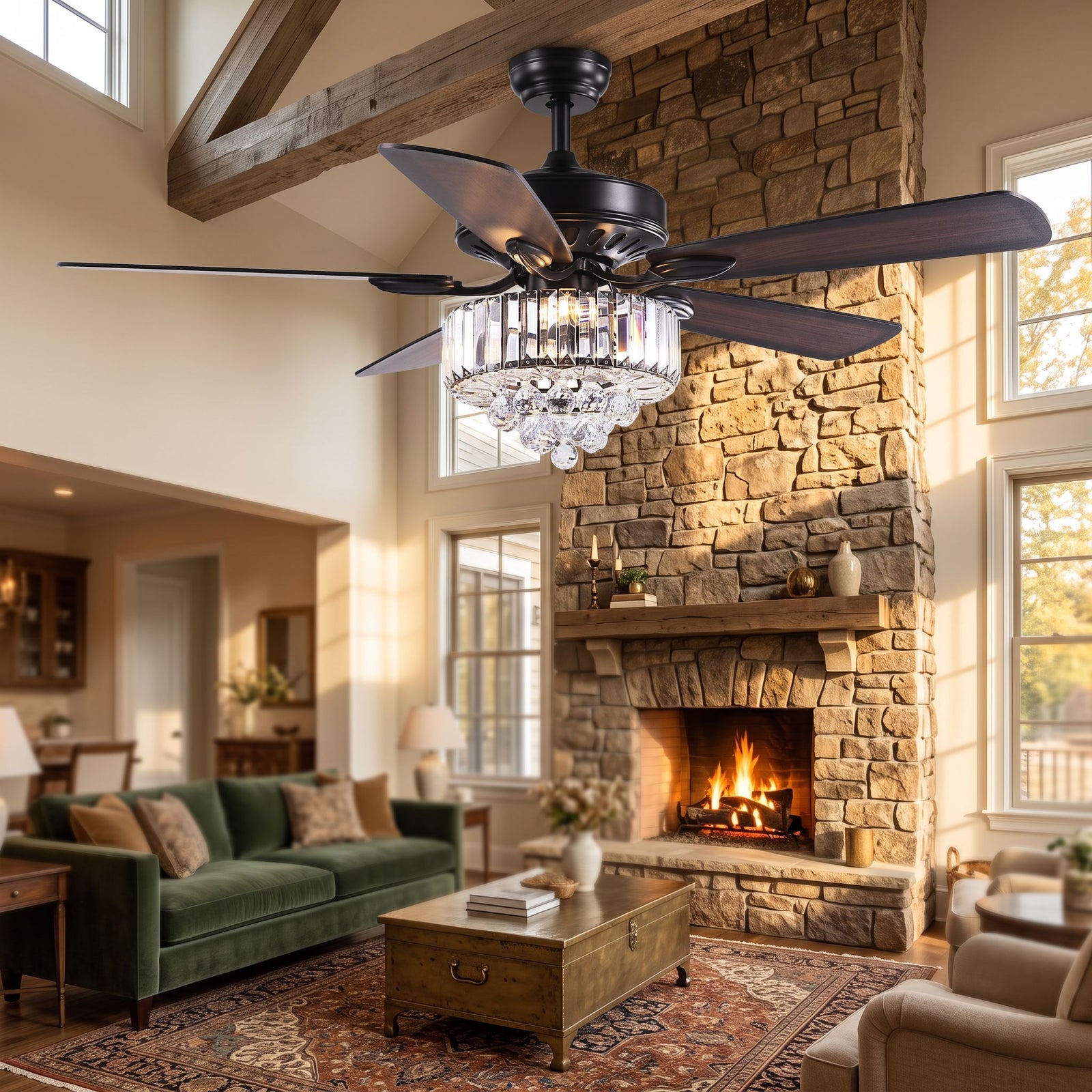 VORTEX fan in great room angled view