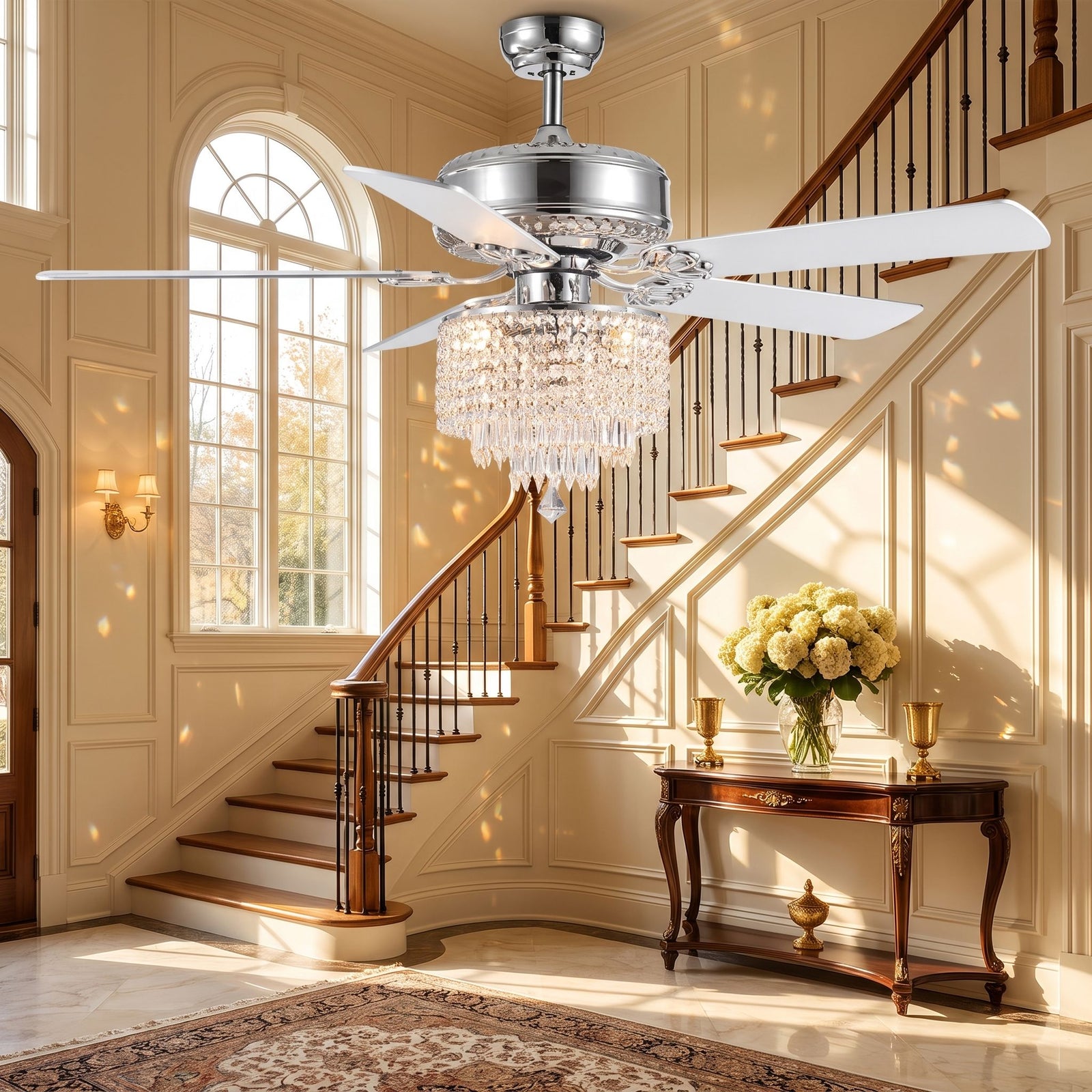 WHIRL fan in grand foyer angled view
