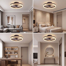 TWIST fan shown in living room, bedroom, home office and entryway