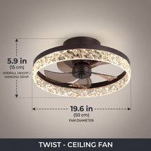 TWIST fan dimensions - 19.6in diameter, 5.9in height