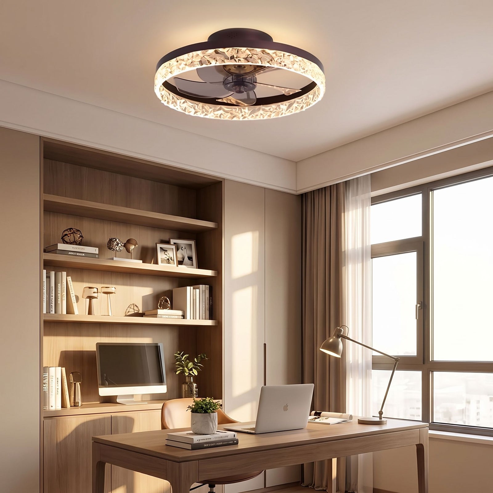 TWIST fan in home office angled view