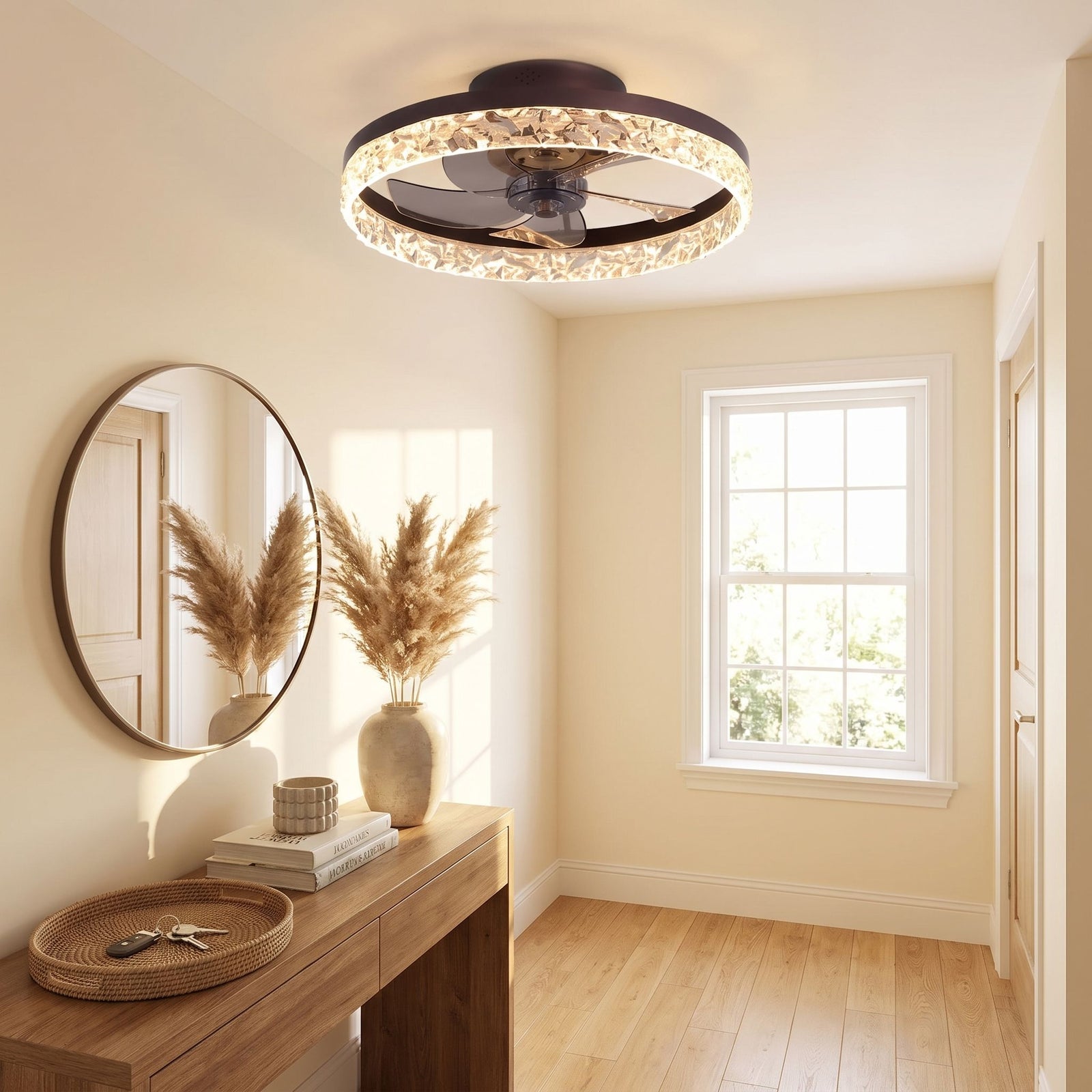 TWIST fan in entryway angled view