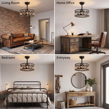 DRIFT fan shown in living room, home office, bedroom and entryway