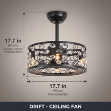 DRIFT fan dimensions - 17.7in diameter, 17.7in height