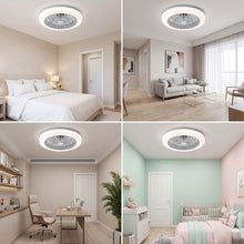 ARABEL fan shown in bedroom, apartment living room, home office and nursery