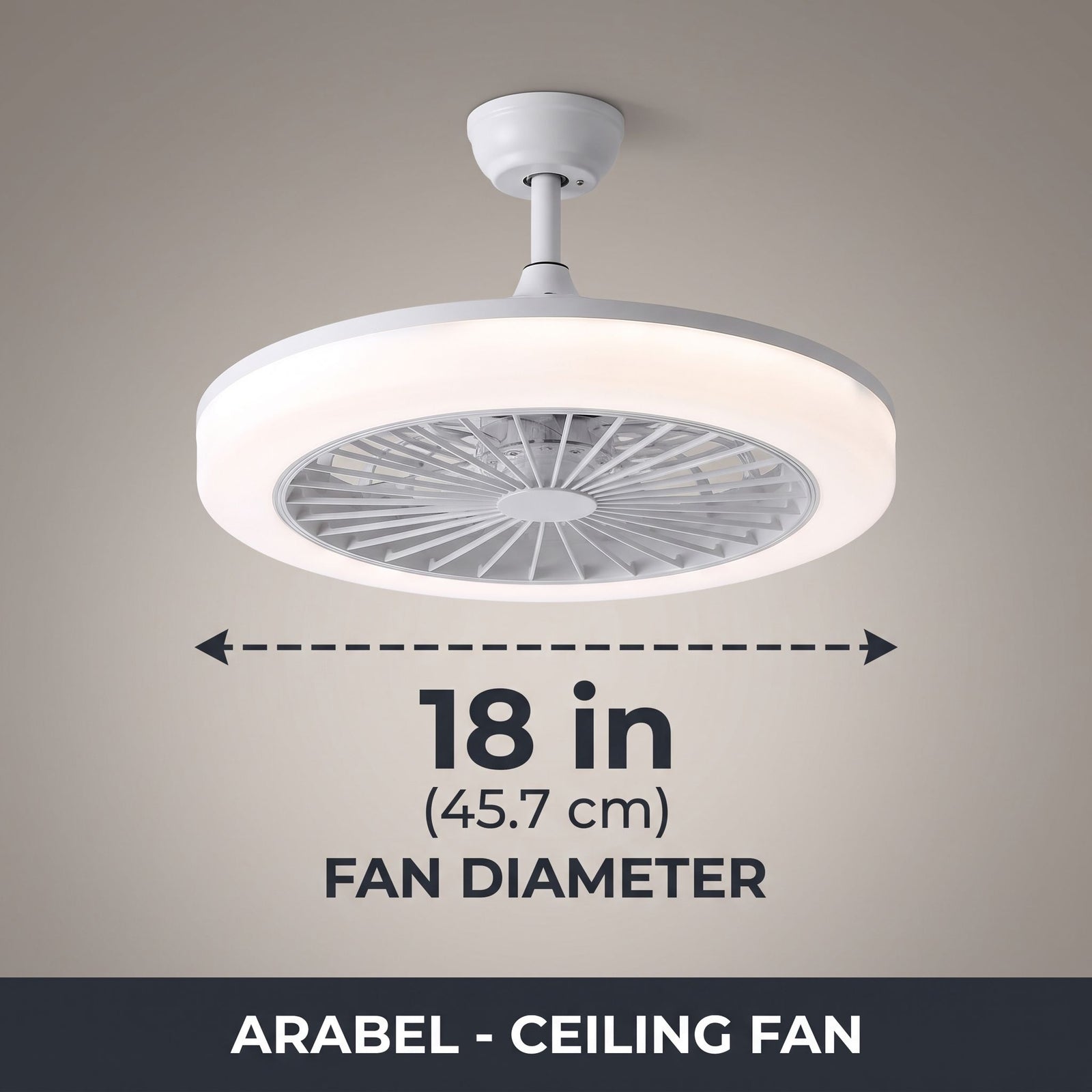 ARABEL fan dimensions - 18in diameter