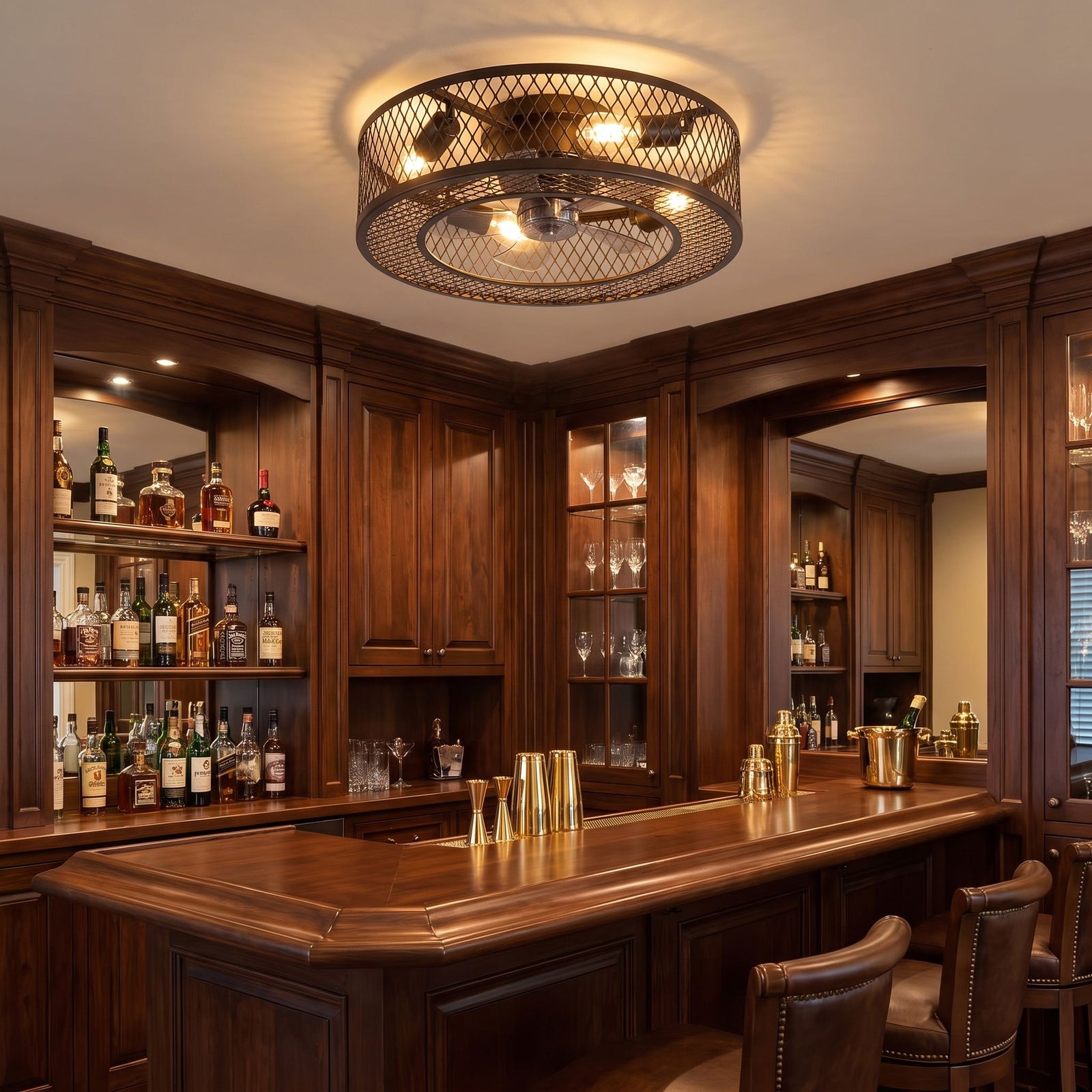 AREVA fan in home bar angled view