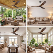 ORIELLE fan shown on patio, living room, dining area and sunroom