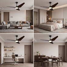 SAELIA fan shown in living room, bedroom, home office and dining room