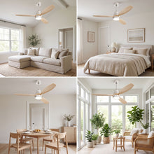 VARENA fan shown in living room, bedroom, dining room and sunroom