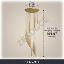 CINDRA 48 Lights dimensions - 31.5 inch base, 196.9 inch adjustable hanging length