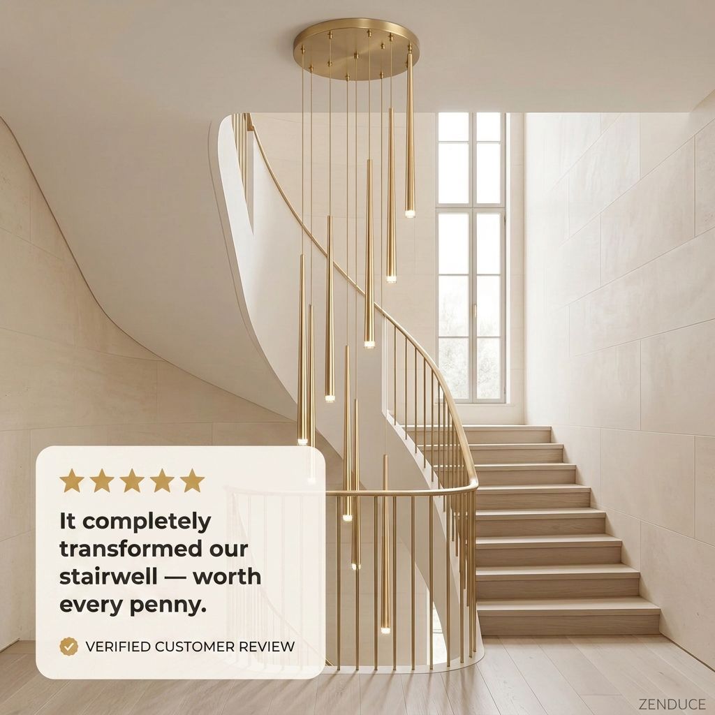 CINDRA gold chandelier with five-star verified customer review
