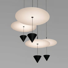 CONIA - Disc and cone pendant grouping viewed from below