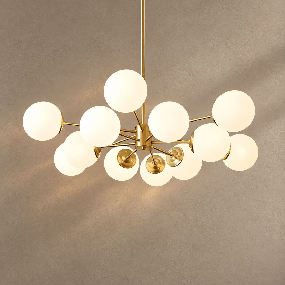 IRISLUME lighting on a mushroom taupe background with natural shadows