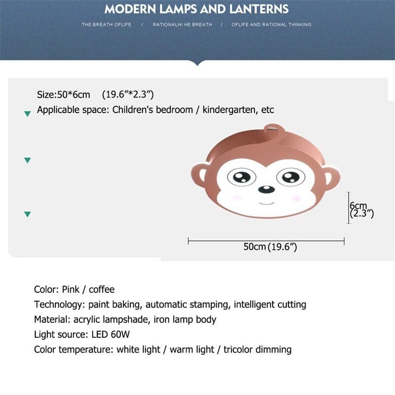 Kids Monkey Ceiling Light | Kids Room Decor Lights