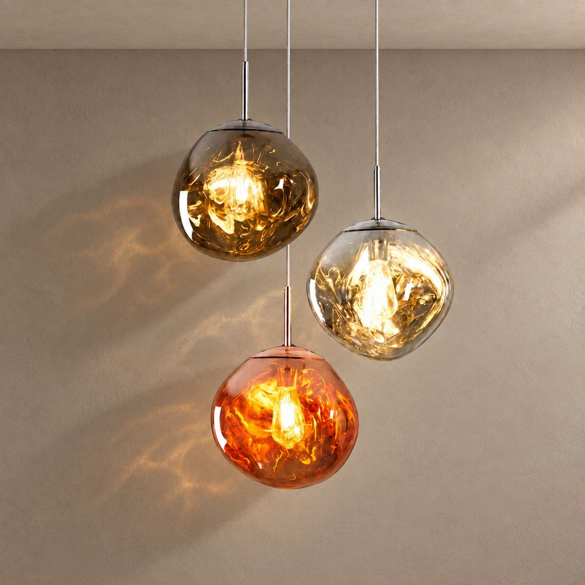 LAVA lighting with natural shadows against a mushroom taupe background