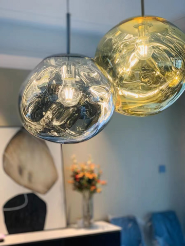 Lava pendants in a living room