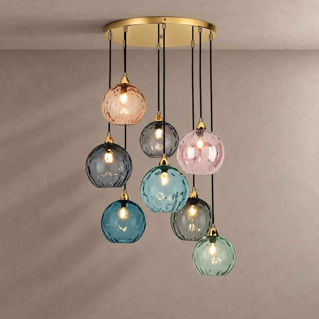 LUMINIQUE lighting with natural shadows against a mushroom taupe background