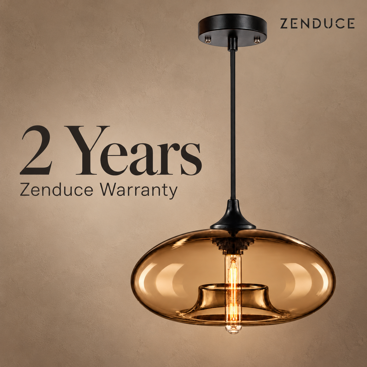 NELIA Coffee glass pendant with Zenduce two-year warranty