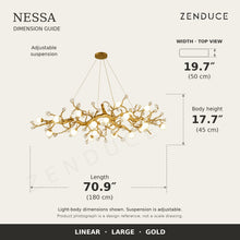 NESSA Large Gold dimension guide: 180 cm long, 50 cm wide, 45 cm light-body height