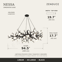 NESSA XX-Large Black dimension guide: 240 cm long, 50 cm wide, 45 cm light-body height
