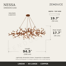 NESSA XX-Large Copper dimension guide: 240 cm long, 50 cm wide, 45 cm light-body height