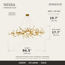 NESSA XX-Large Gold dimension guide: 240 cm long, 50 cm wide, 45 cm light-body height